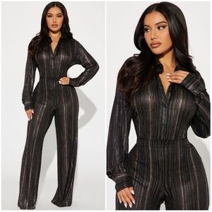 Fashion Nova Late Nights Metallic Pant Set